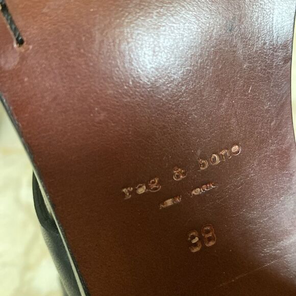 Rag & Bone Deane Leather T-Strap Sandals Stacked Heel - Picture 14 of 16